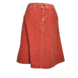 Vtg. Gap 1969 Rust Corduroy A-Line Skirt 5 Pocket Knee Length Y2K Western Boho